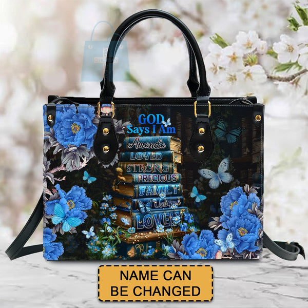 God Says I Am Bookmarks Leather Handbag