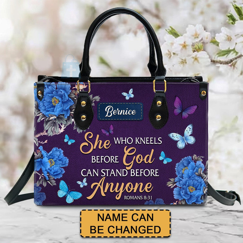 She Who Kneels Before God Leather Tote Bag