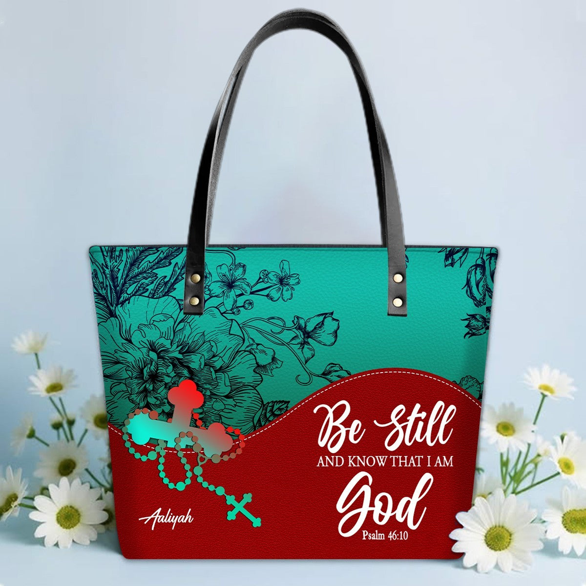 Personalized Christian Leather Tote Bag