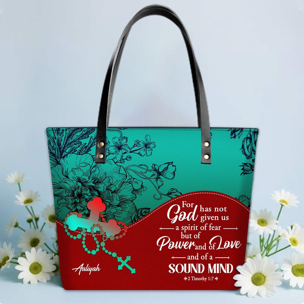 Personalized Christian Leather Tote Bag
