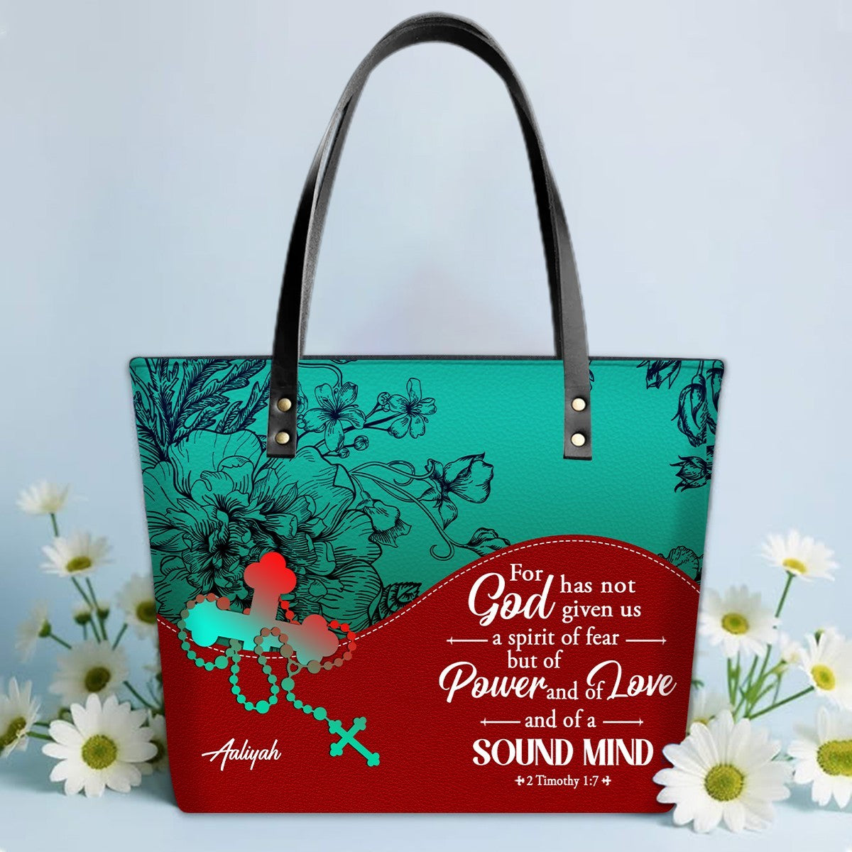 Personalized Christian Leather Tote Bag