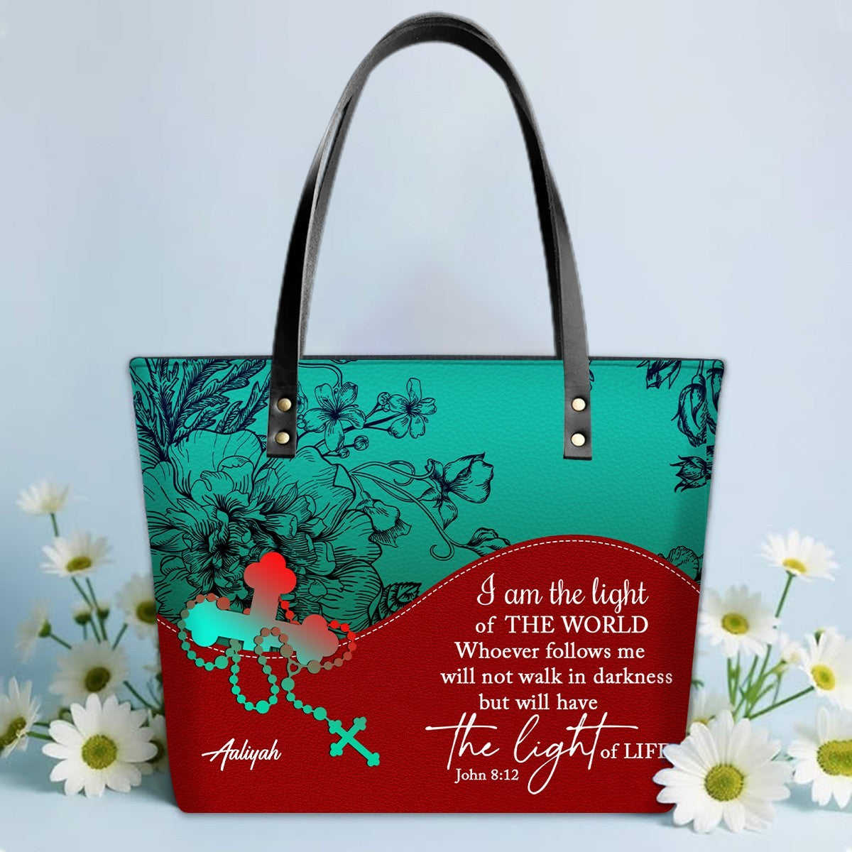 Personalized Christian Leather Tote Bag