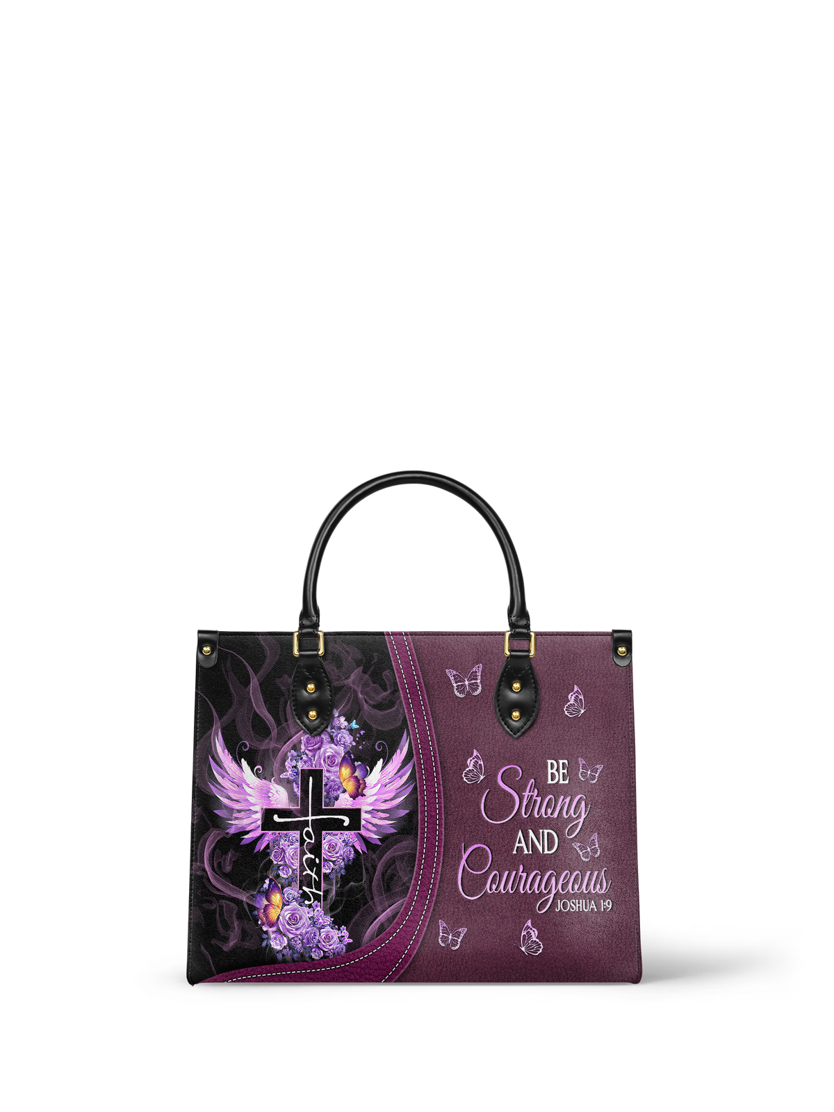 Courage Joshua 1:9 Bible Verse Leather Handbag