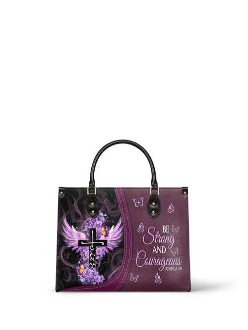Courage Joshua 1:9 Bible Verse Leather Handbag