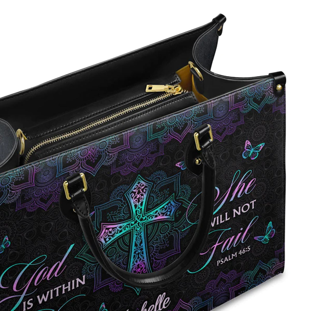 Psalm 46:5 Mandala Personalized Leather Handbag