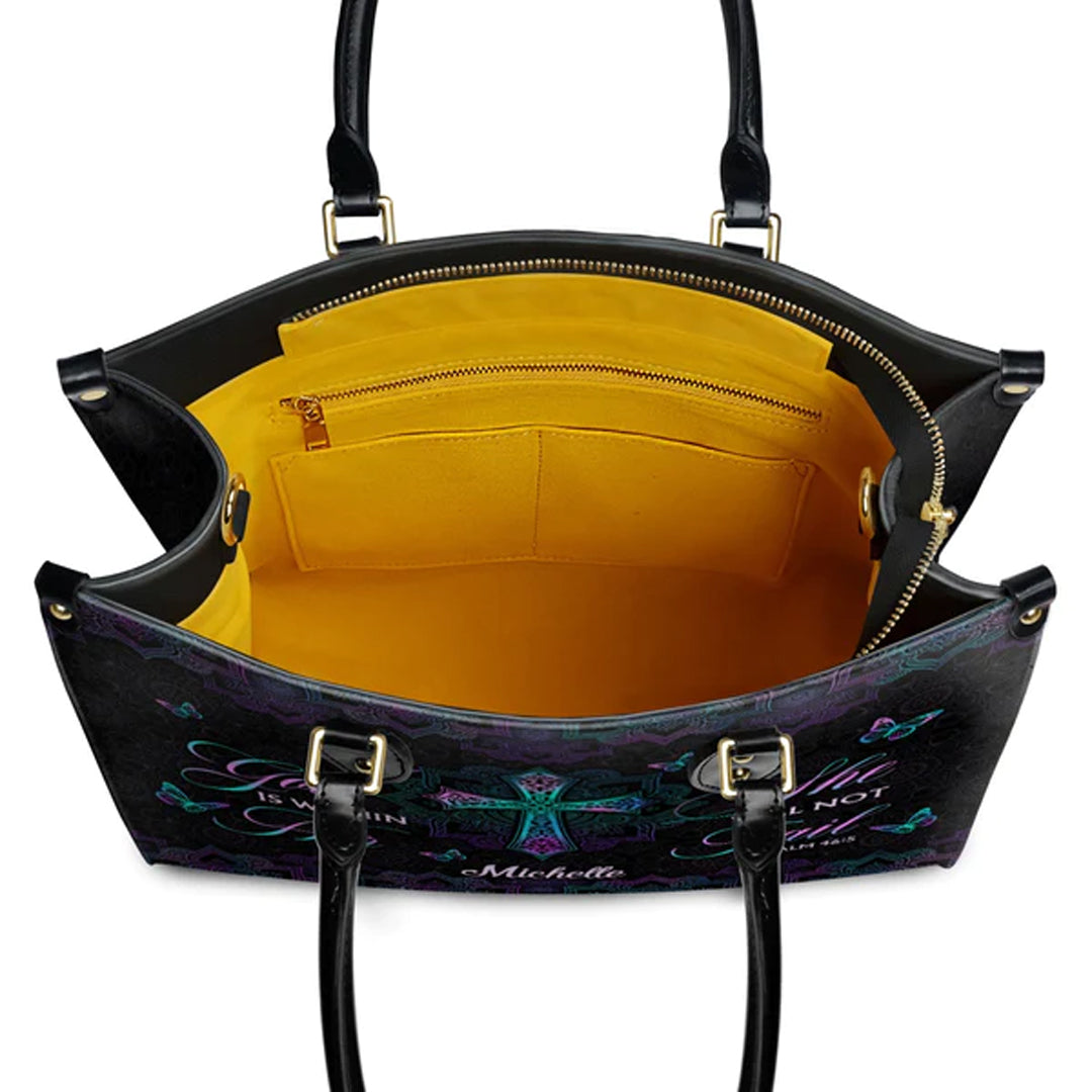 Psalm 46:5 Mandala Personalized Leather Handbag