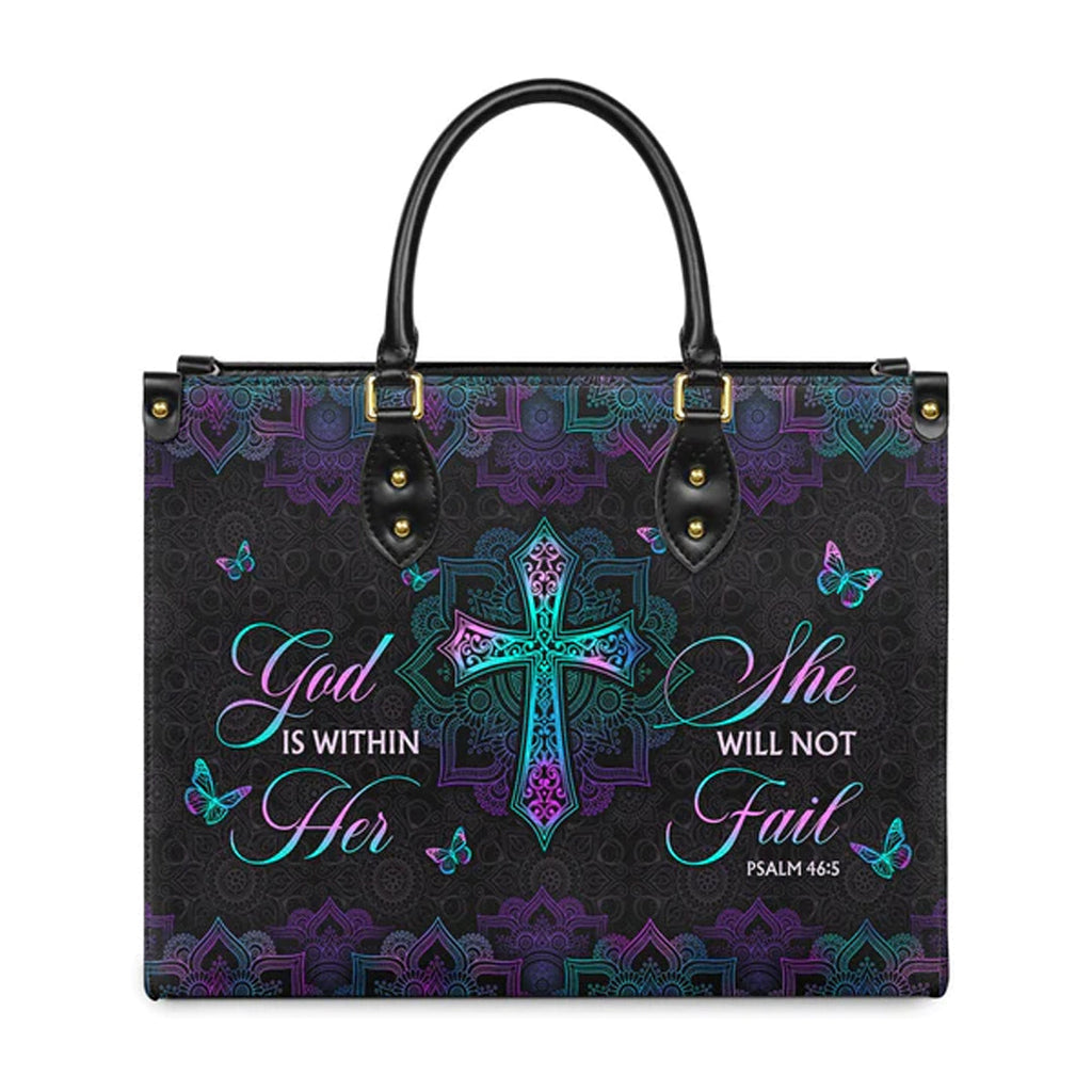 Psalm 46:5 Mandala Personalized Leather Handbag