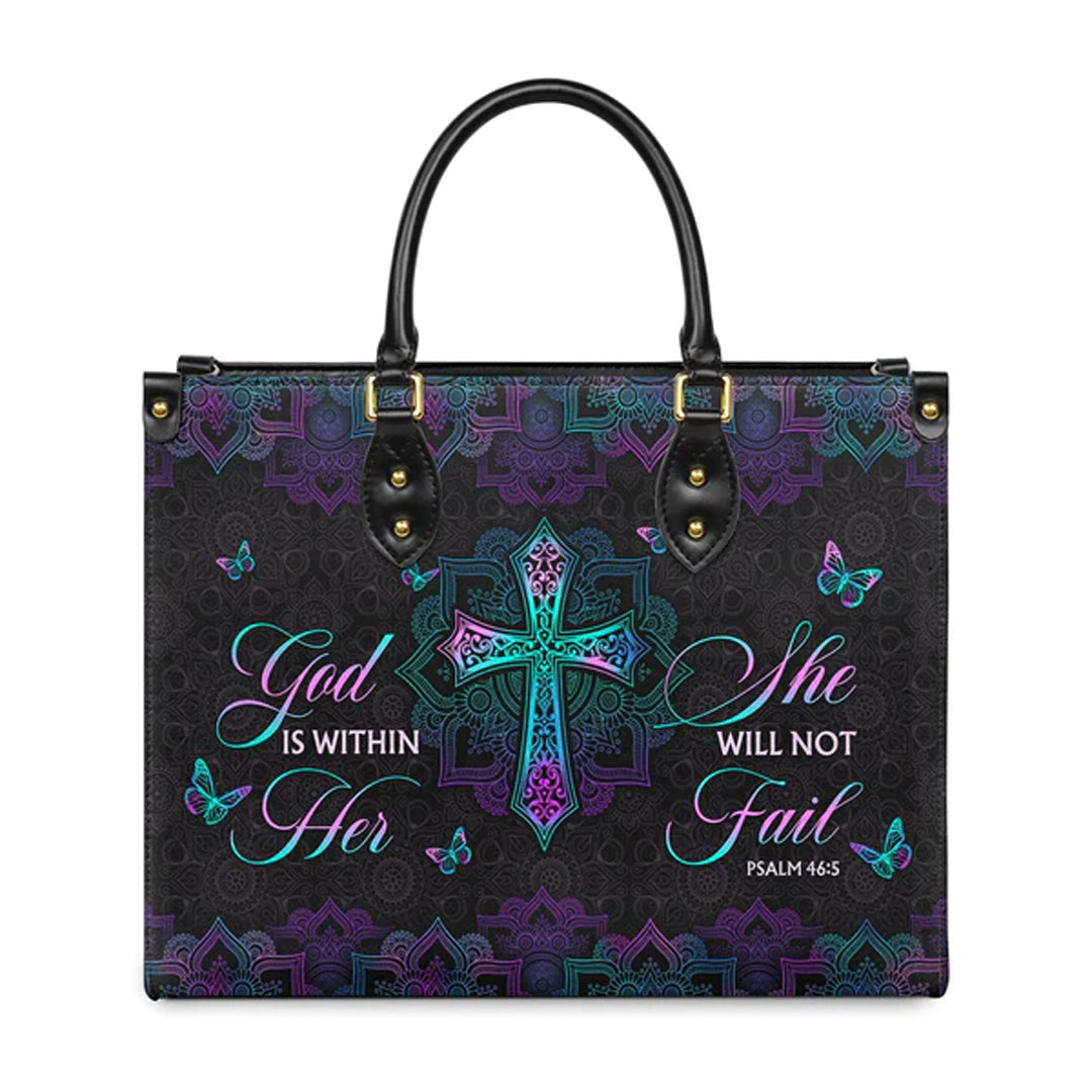 Psalm 46:5 Mandala Personalized Leather Handbag