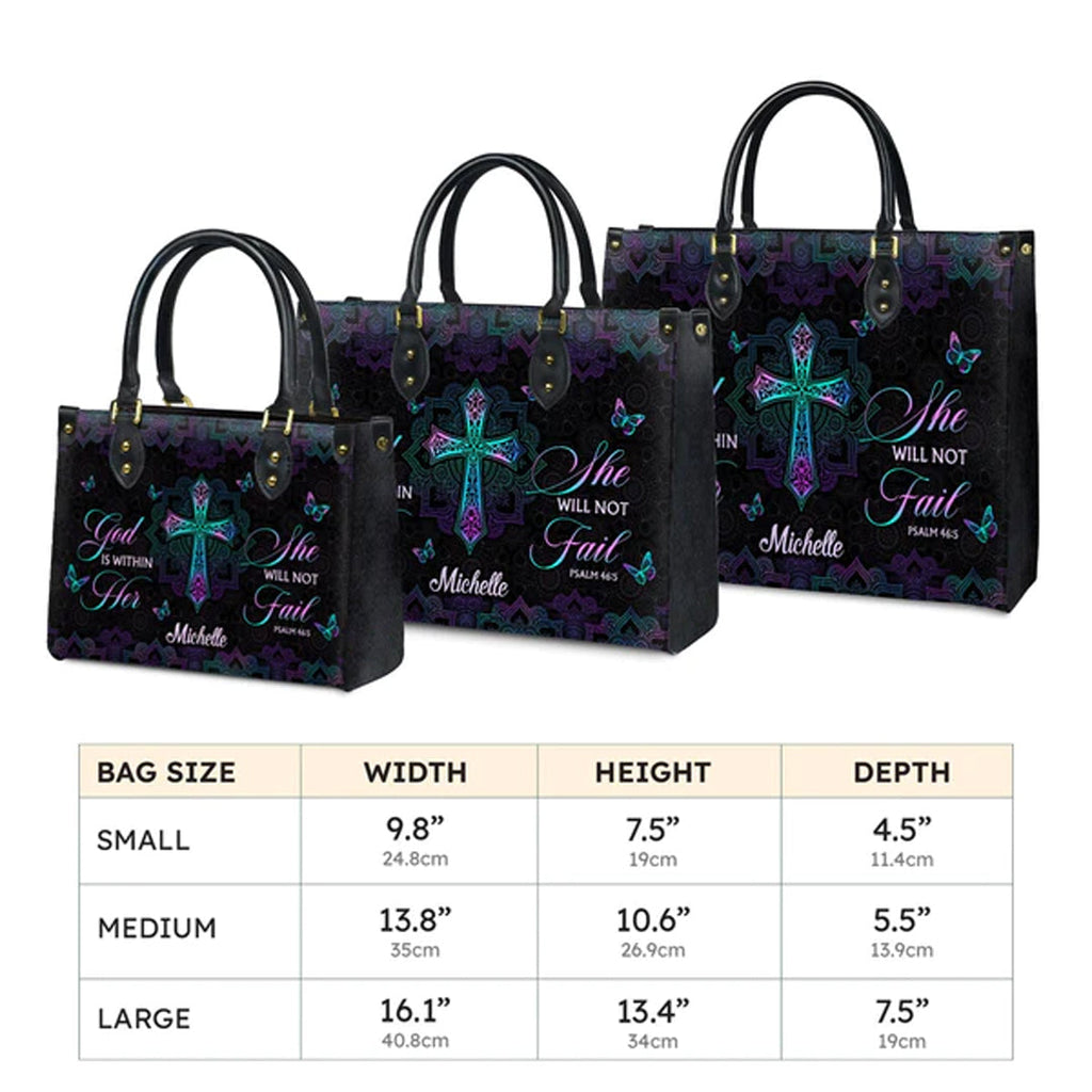 Psalm 46:5 Mandala Personalized Leather Handbag