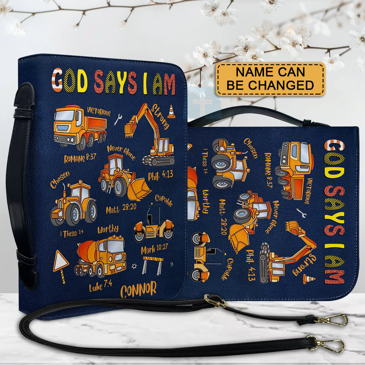 Personalized Kids Construction Bible Cover