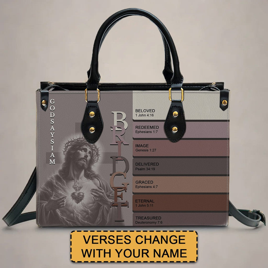 Custom Name & Birth Flower Leather Handbag