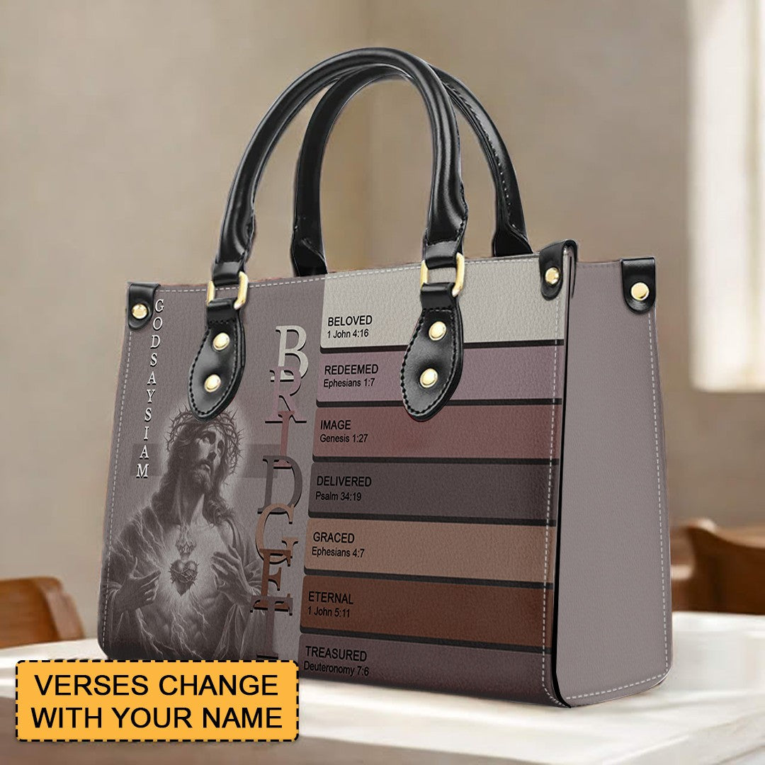 Personalized Sacred Name Meaning Leather Tote Bag