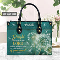 Psalm 37:4 Dandelion Dragonfly Leather Handbag