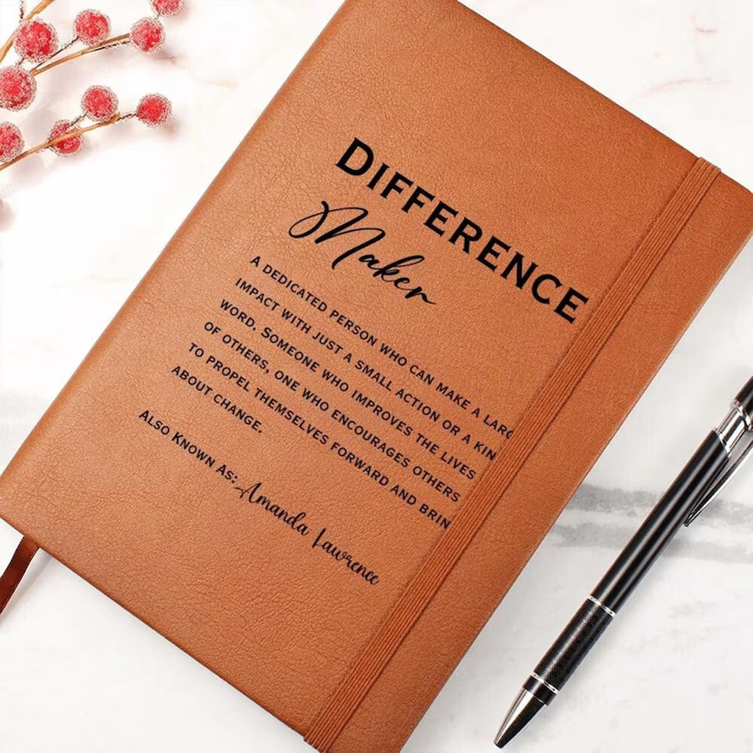 Personalized "Difference Maker" Leather Prayer Journal