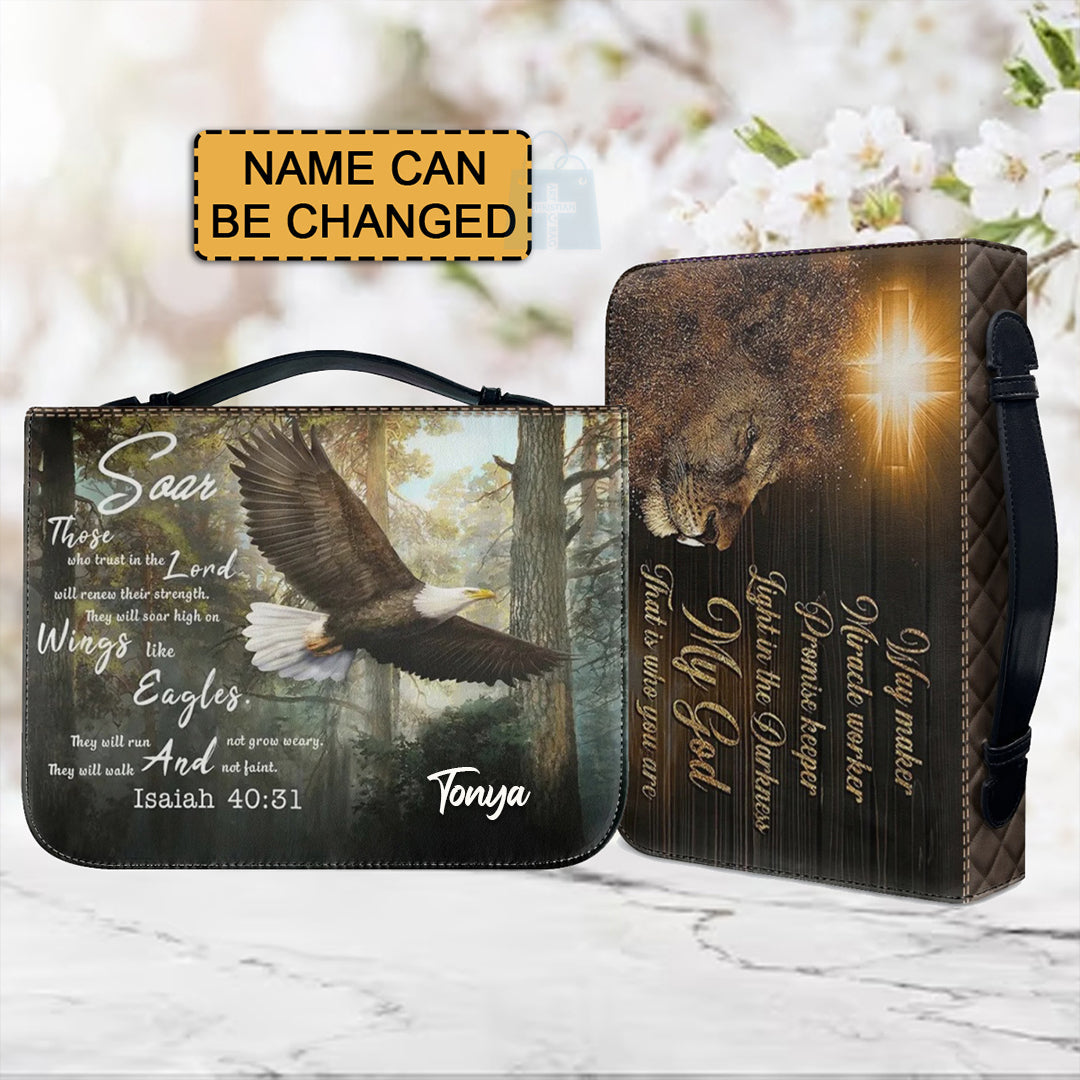 Personalized Eagle & Lion Isaiah 40:31 Bible Cover