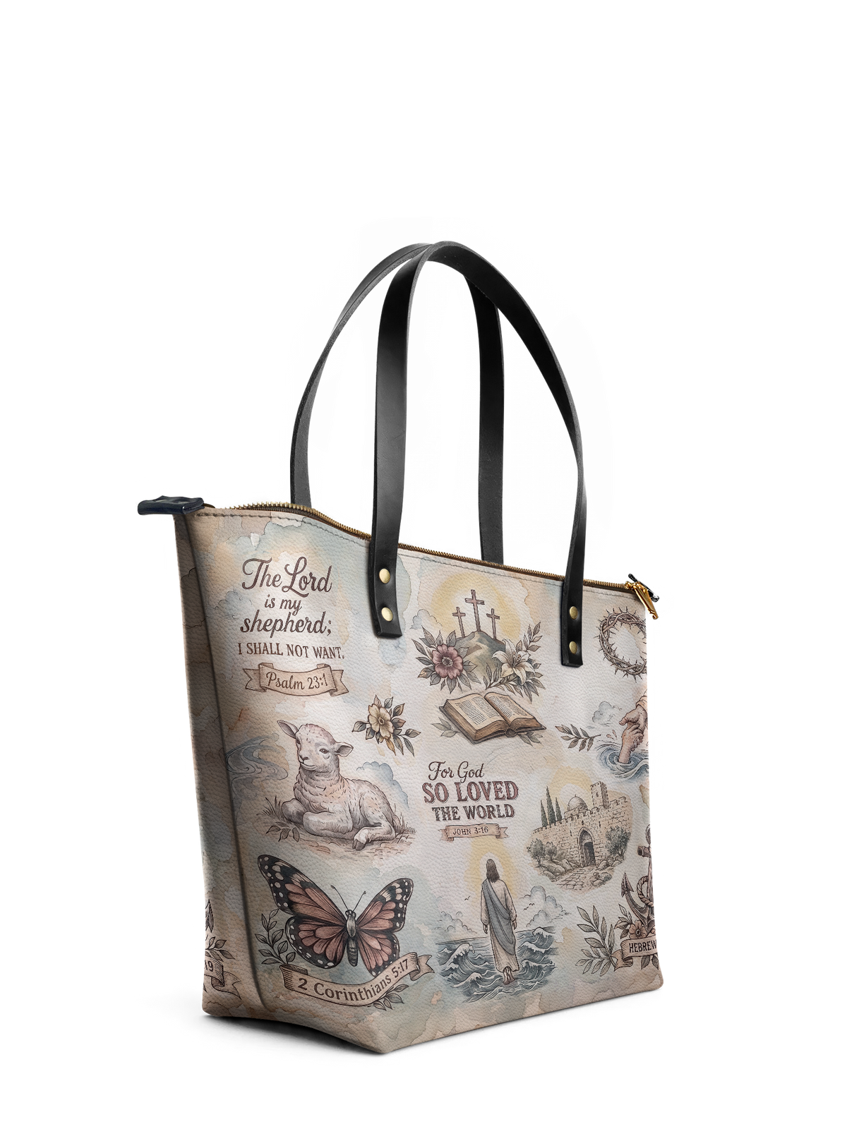 Every Promise John 3:16 Leather Tote Bag