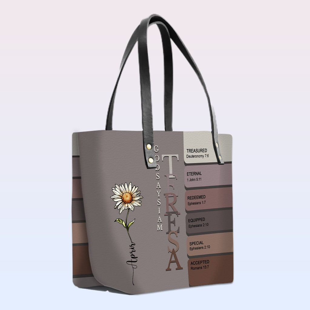 Personalized Bible Verse Leather Tote Bag
