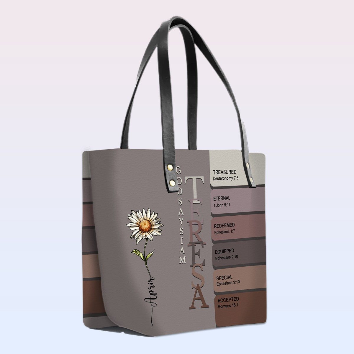 Personalized Bible Verse Leather Tote Bag