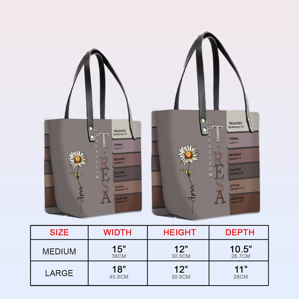 Personalized Bible Verse Leather Tote Bag