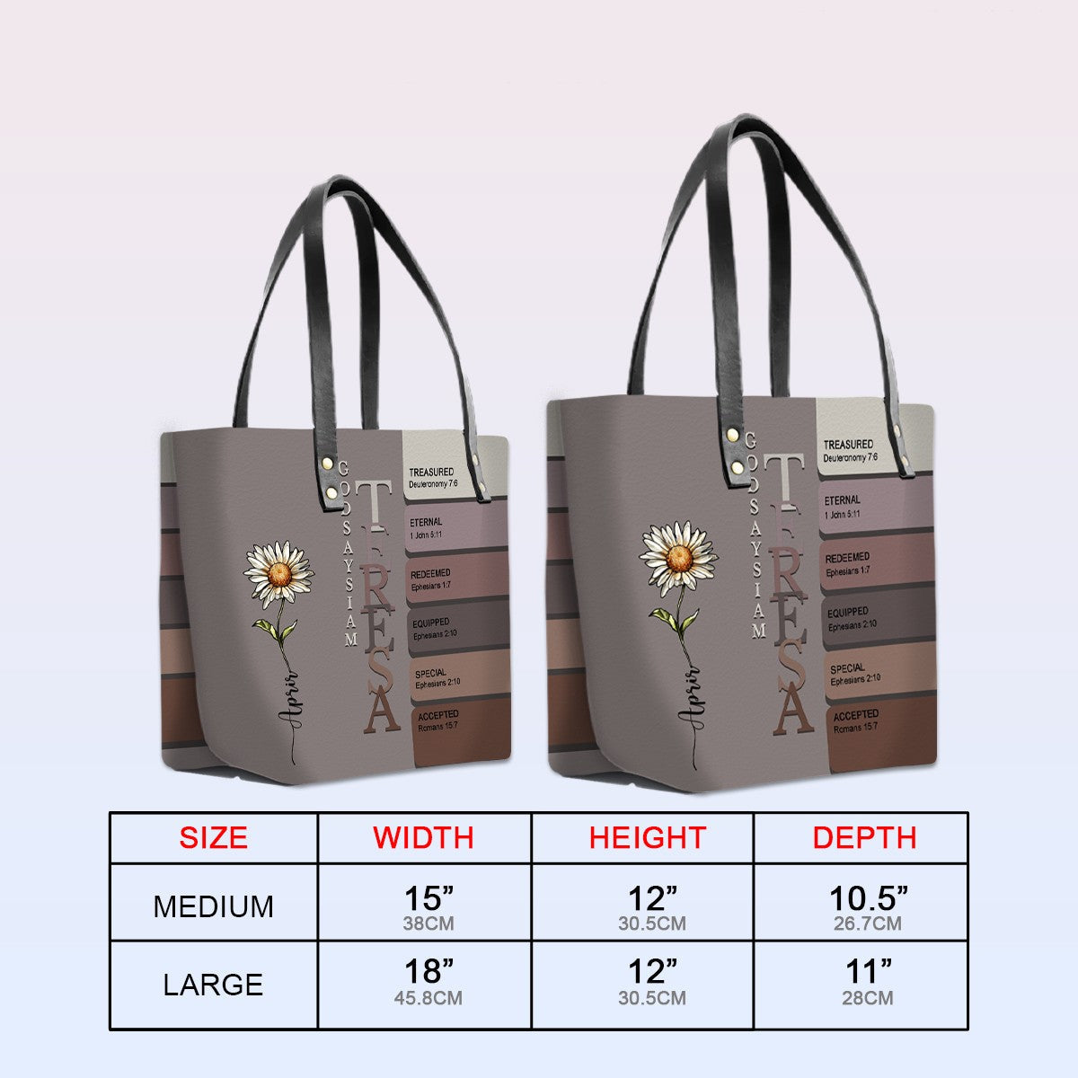 Personalized Bible Verse Leather Tote Bag