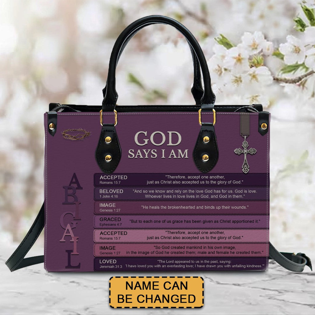 Personalized Christian Floral Leather Handbag