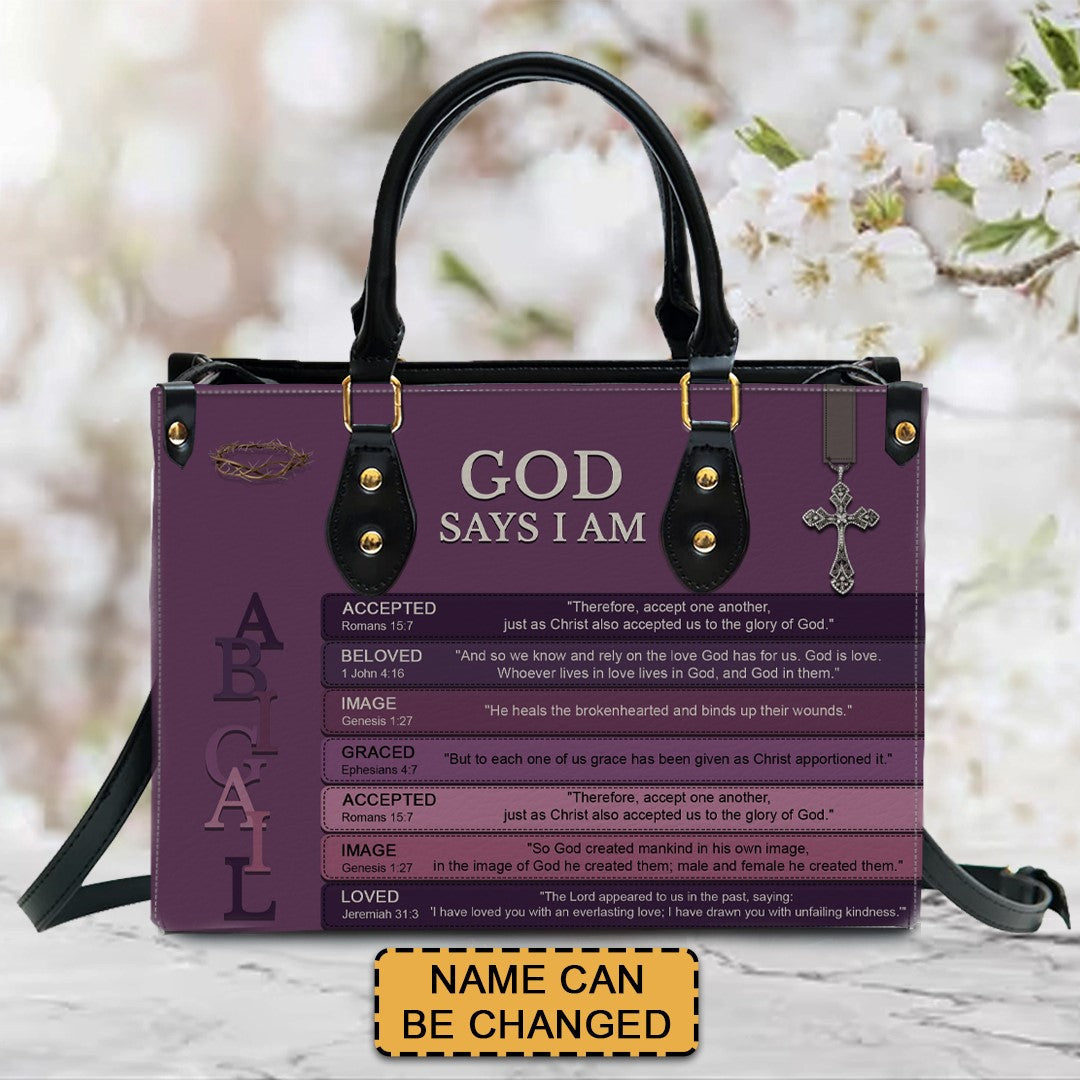 Personalized Christian Floral Leather Handbag
