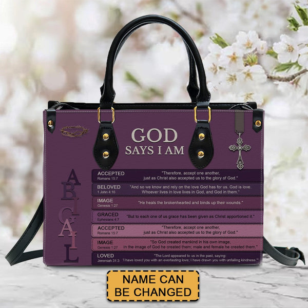 Personalized Christian Floral Leather Handbag