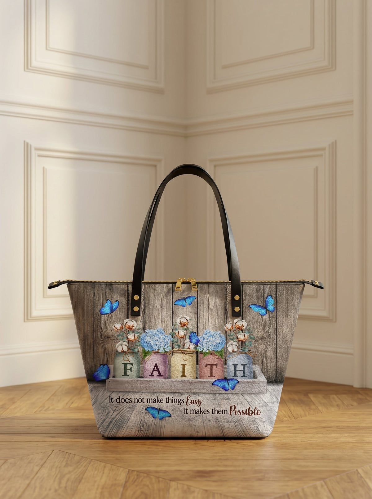 Faith Christian Leather Tote Bag