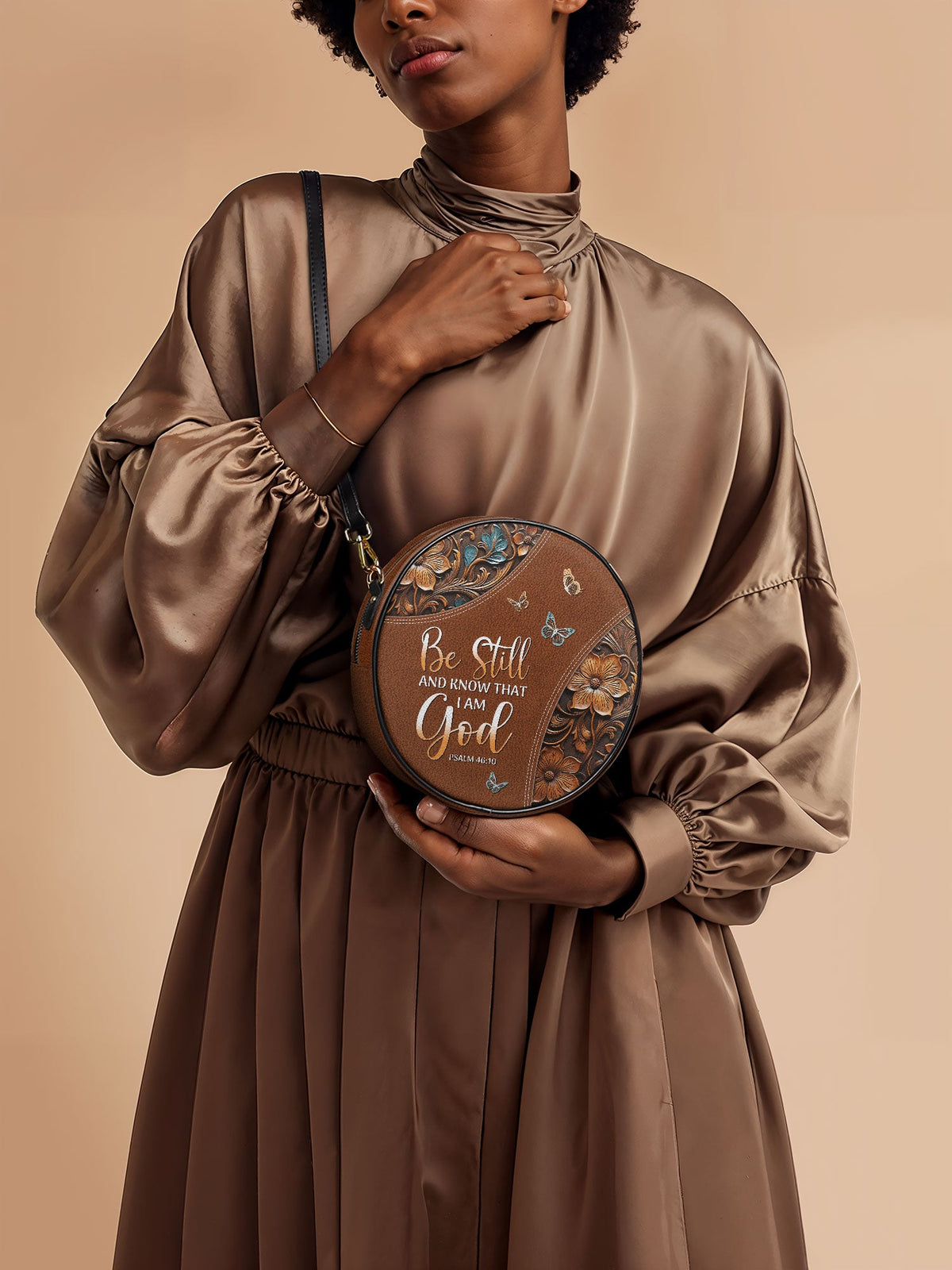 Psalm 46:10 Stillness Circle Crossbody Bag