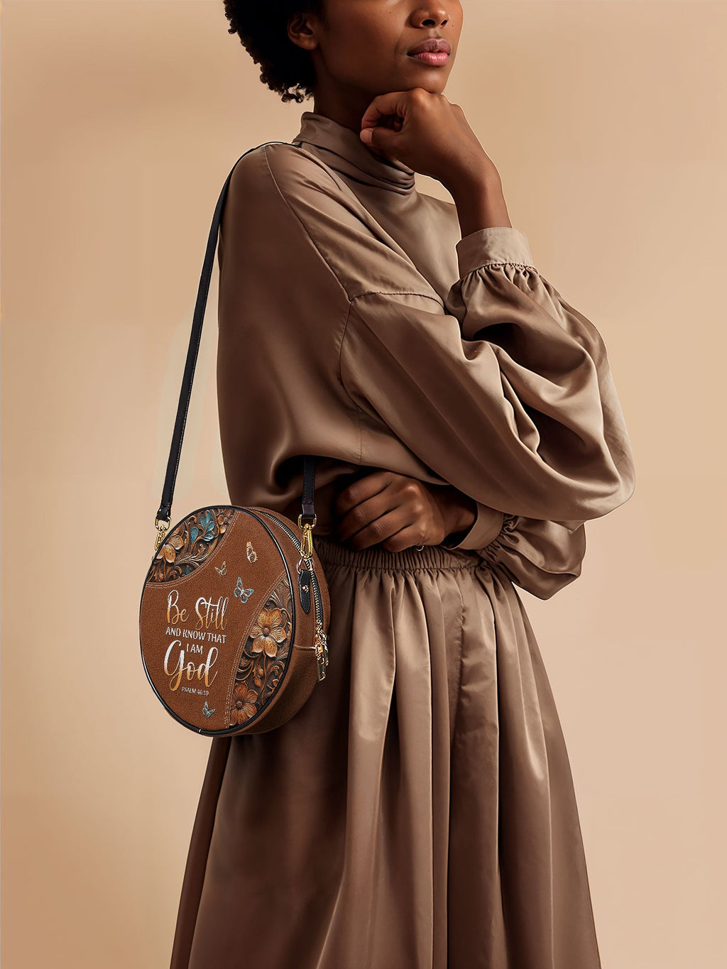 Psalm 46:10 Stillness Circle Crossbody Bag
