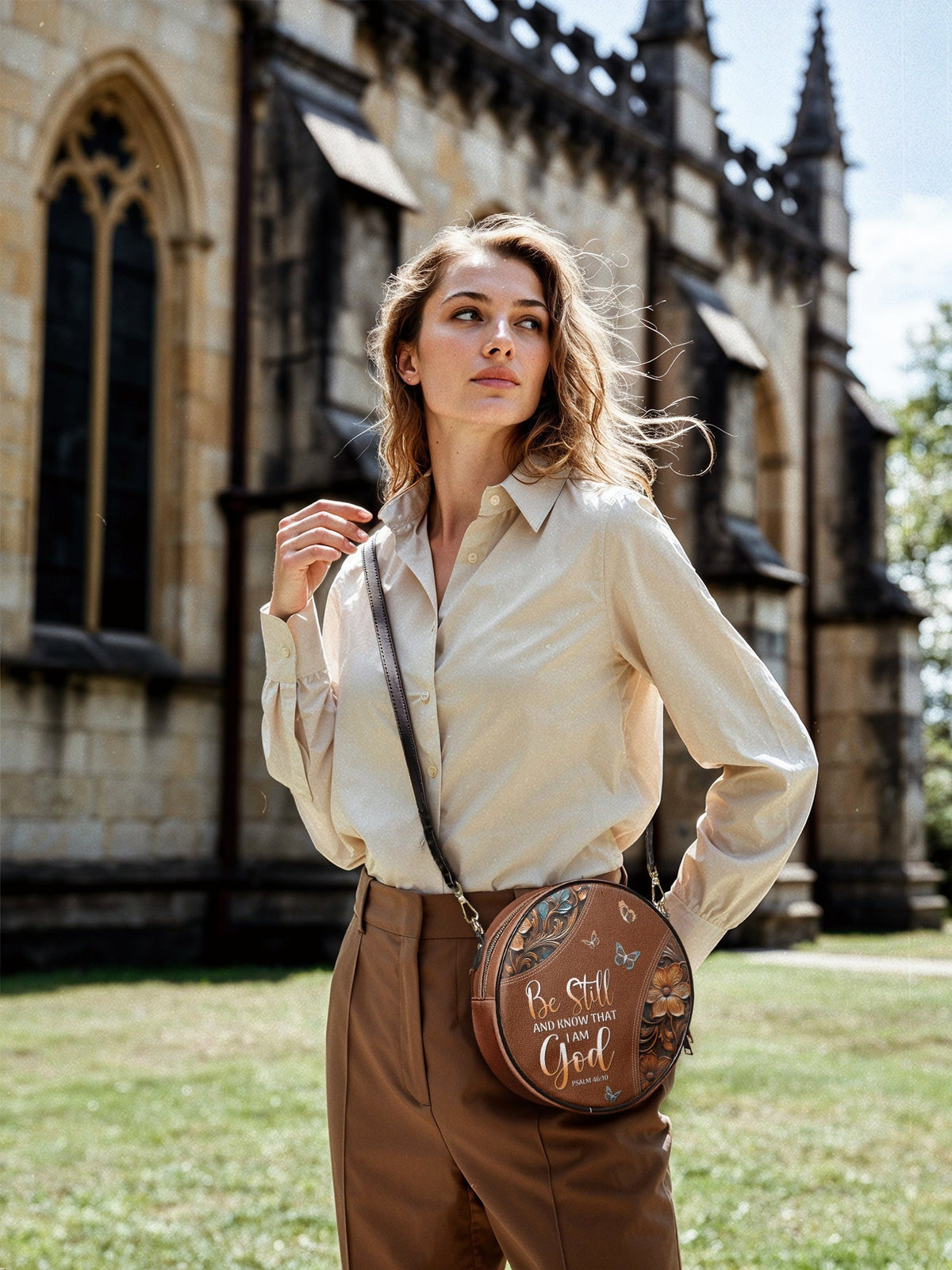 Psalm 46:10 Stillness Circle Crossbody Bag