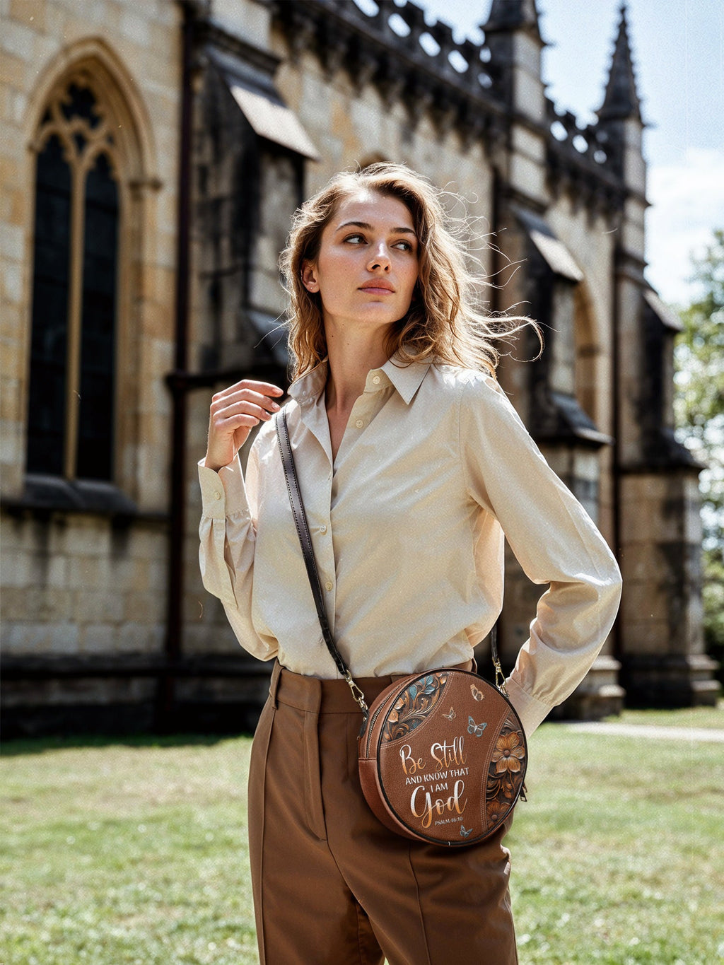 Psalm 46:10 Stillness Circle Crossbody Bag