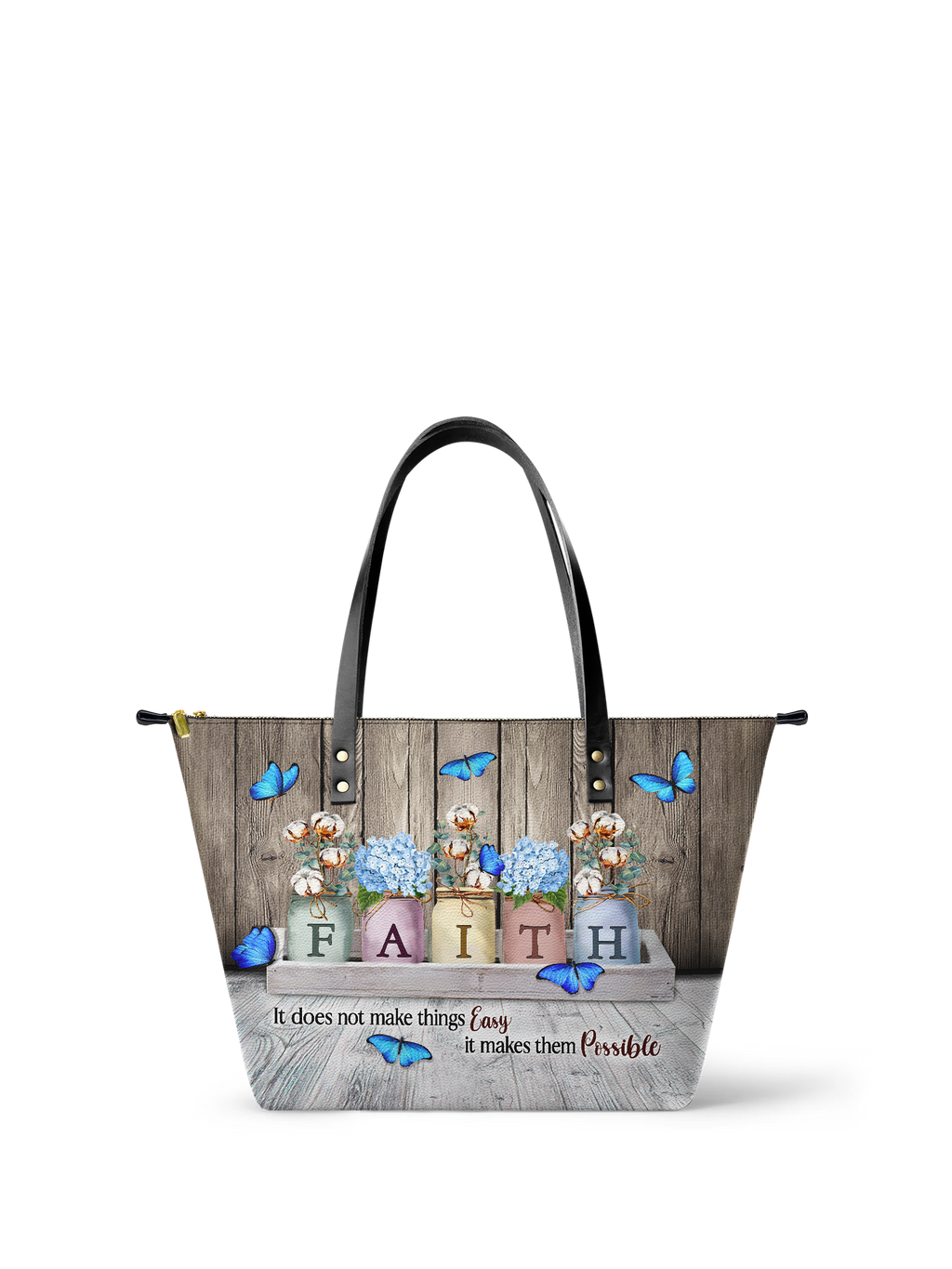 Faith Christian Leather Tote Bag
