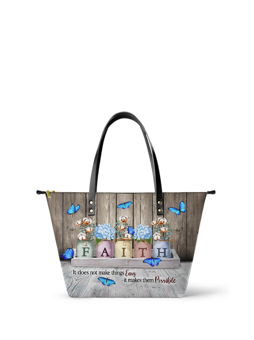Faith Christian Leather Tote Bag