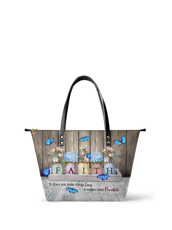 Faith Christian Leather Tote Bag