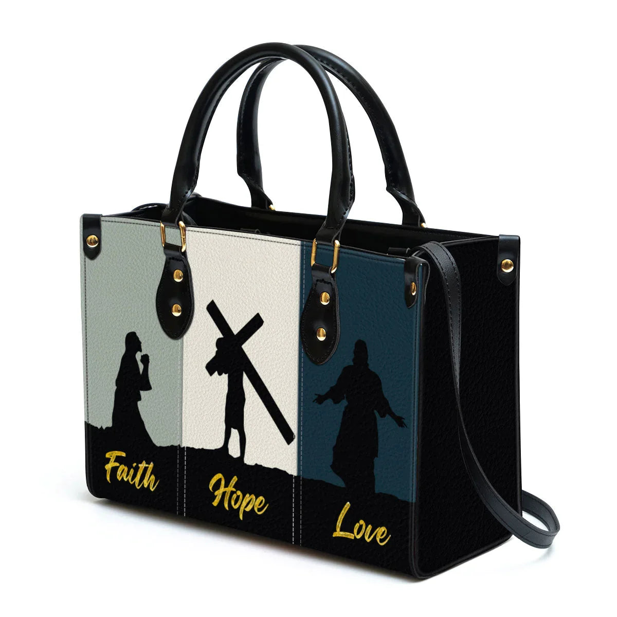 Faith Hope Love Personalized Leather Tote Bag