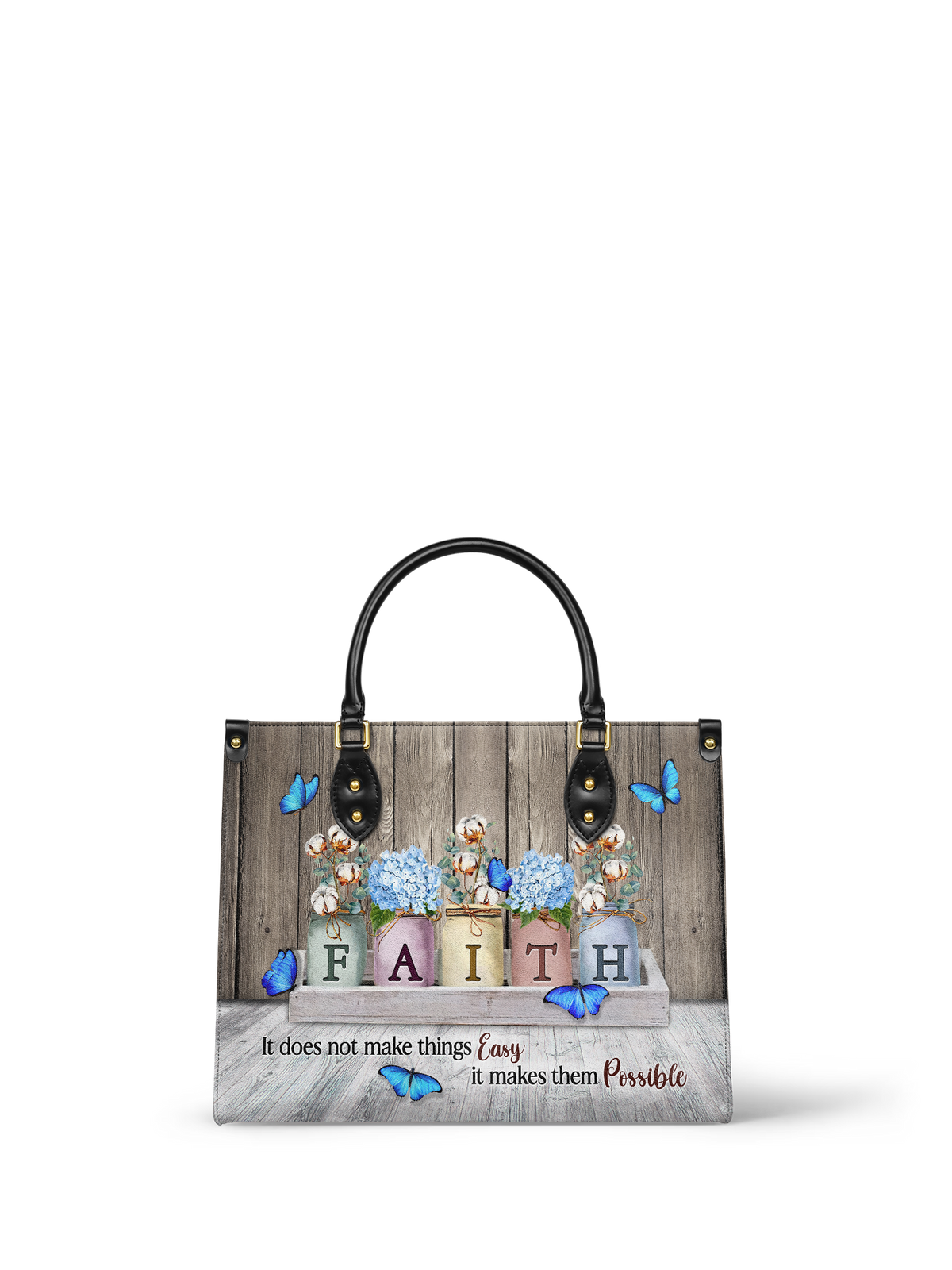 Faith Christian Leather Tote Handbag