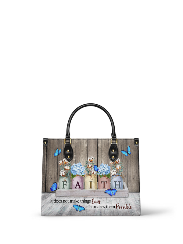 Faith Christian Leather Tote Handbag