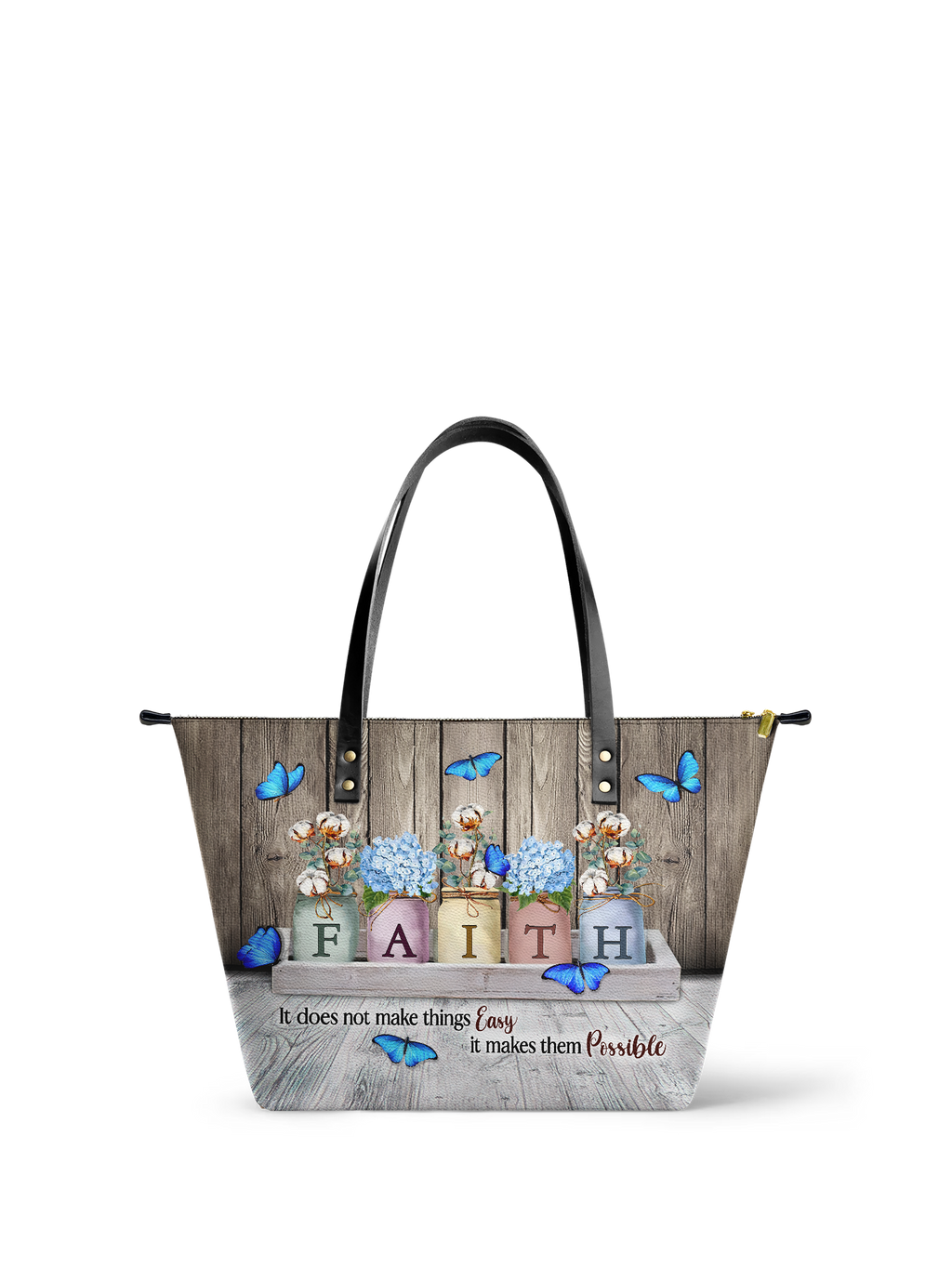 Faith Christian Leather Tote Bag