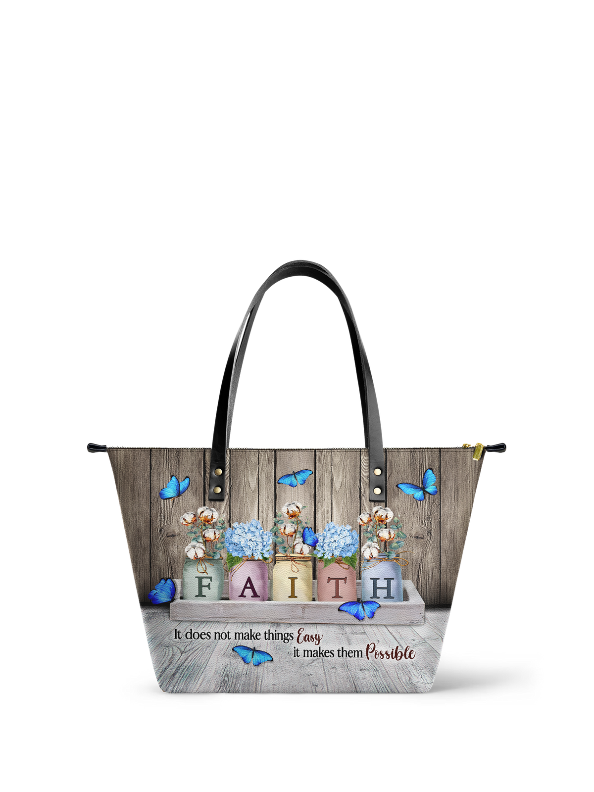 Faith Christian Leather Tote Bag