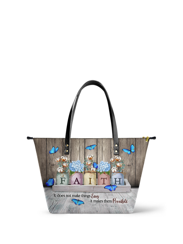 Faith Christian Leather Tote Bag