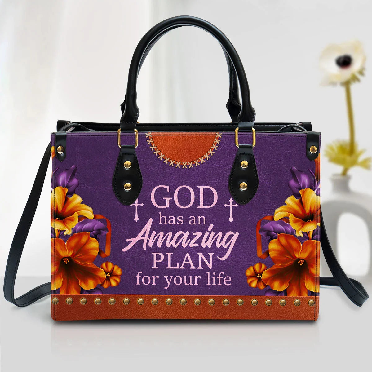 Personalized God Has An Amazing Plan Leather Tote