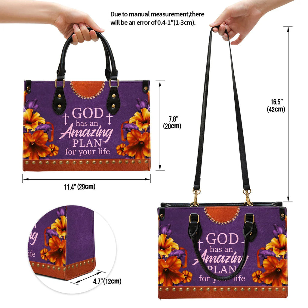 Personalized God Has An Amazing Plan Leather Tote