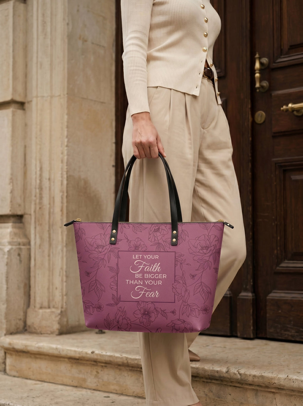 Flourish Elegant Leather Tote Bag