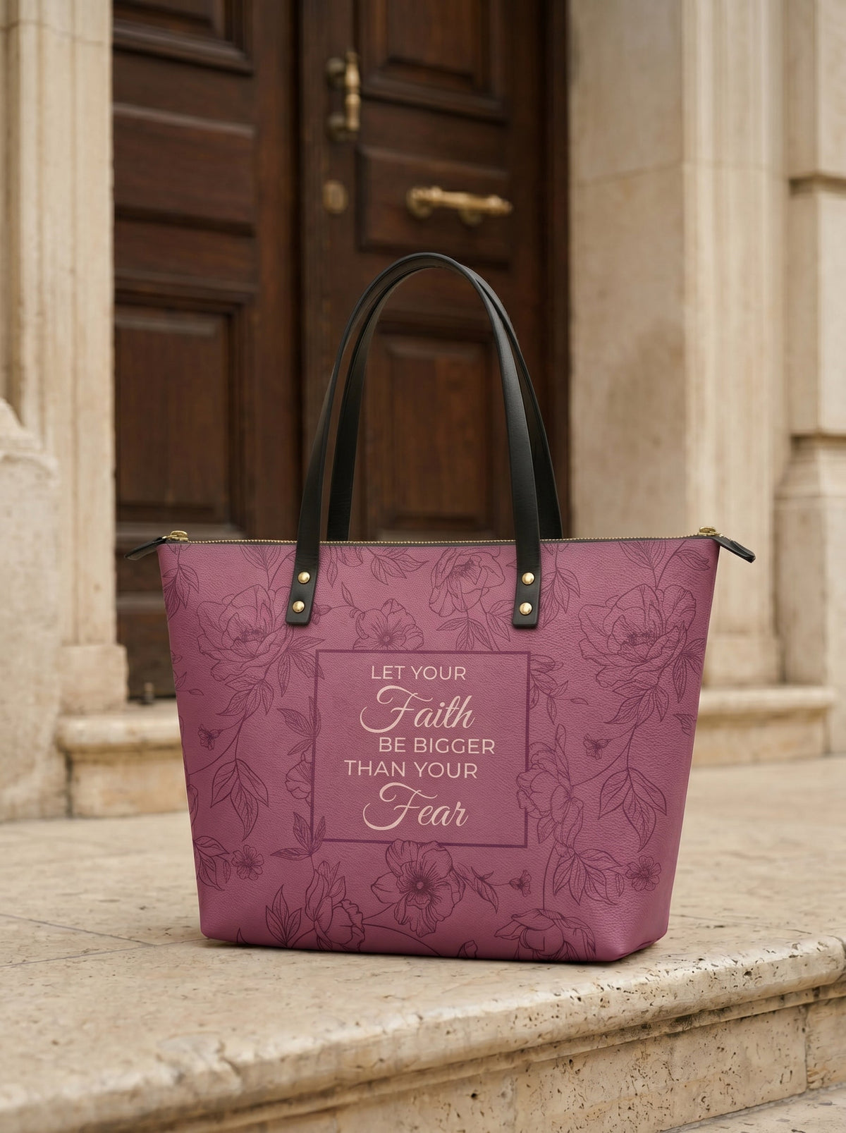 Flourish Classic Leather Tote Bag