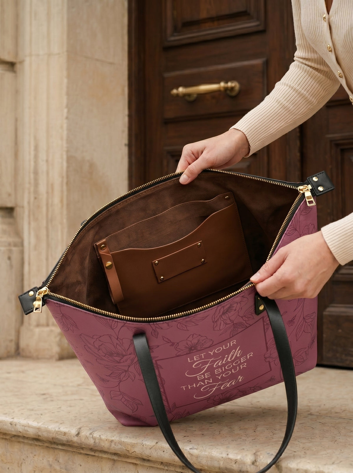Flourish Elegant Leather Tote Bag