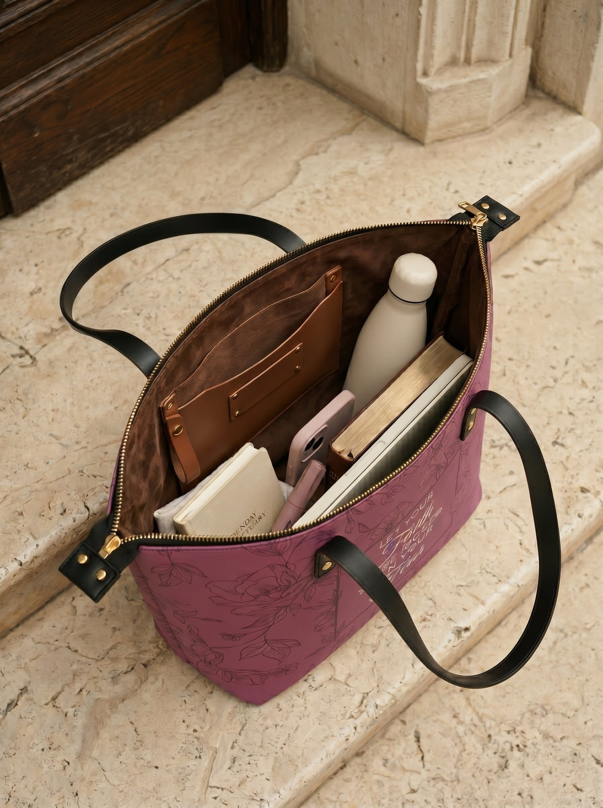 Flourish Elegant Leather Tote Bag