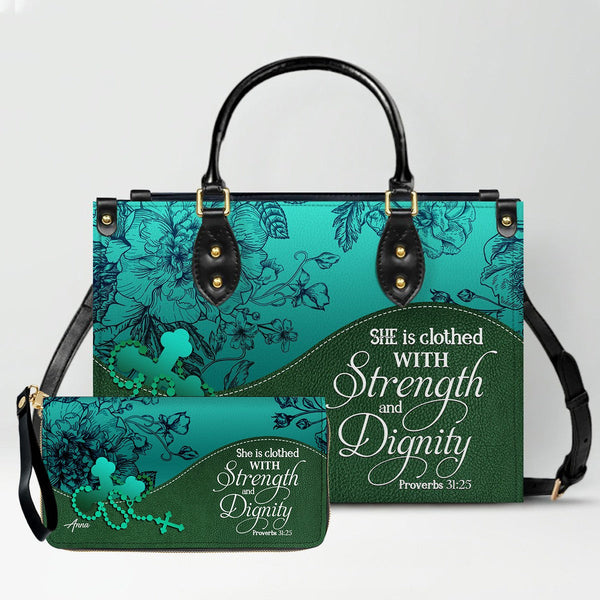 Personalized Christian Leather Handbag Set