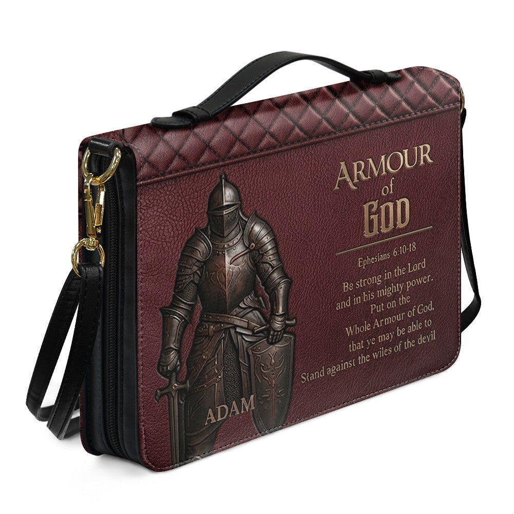 Personalized Brown Lion "Armor of God" Leather Bible Cover