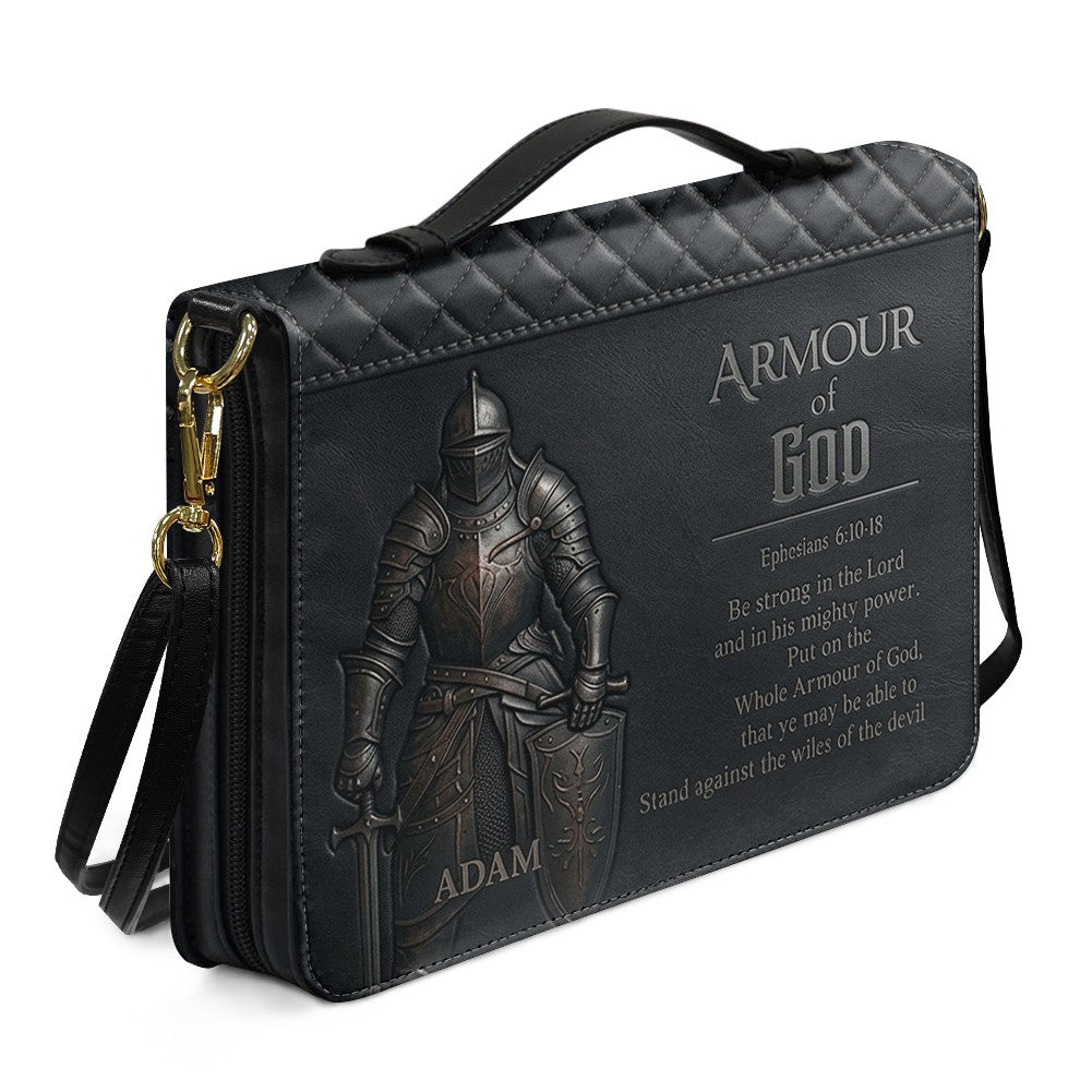 Personalized Brown Lion "Armor of God" Leather Bible Cover